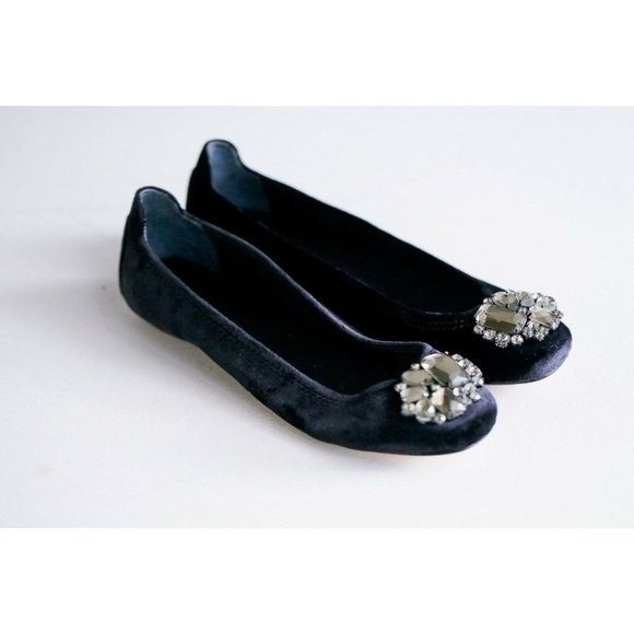 Talbots Velvet Holiday Rhinestone Detail Festive Pretty Flats 6.5 - Picture 3 of 5